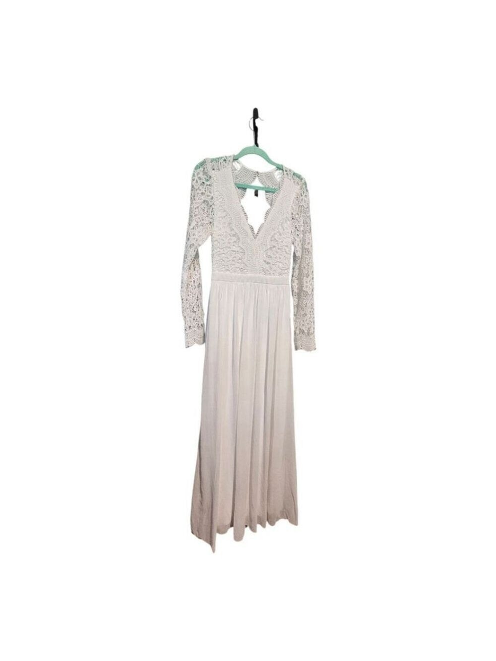 Lulus White Lace Long Sleeve Maxi Wedding Dress Size S - Picture 15 of 16